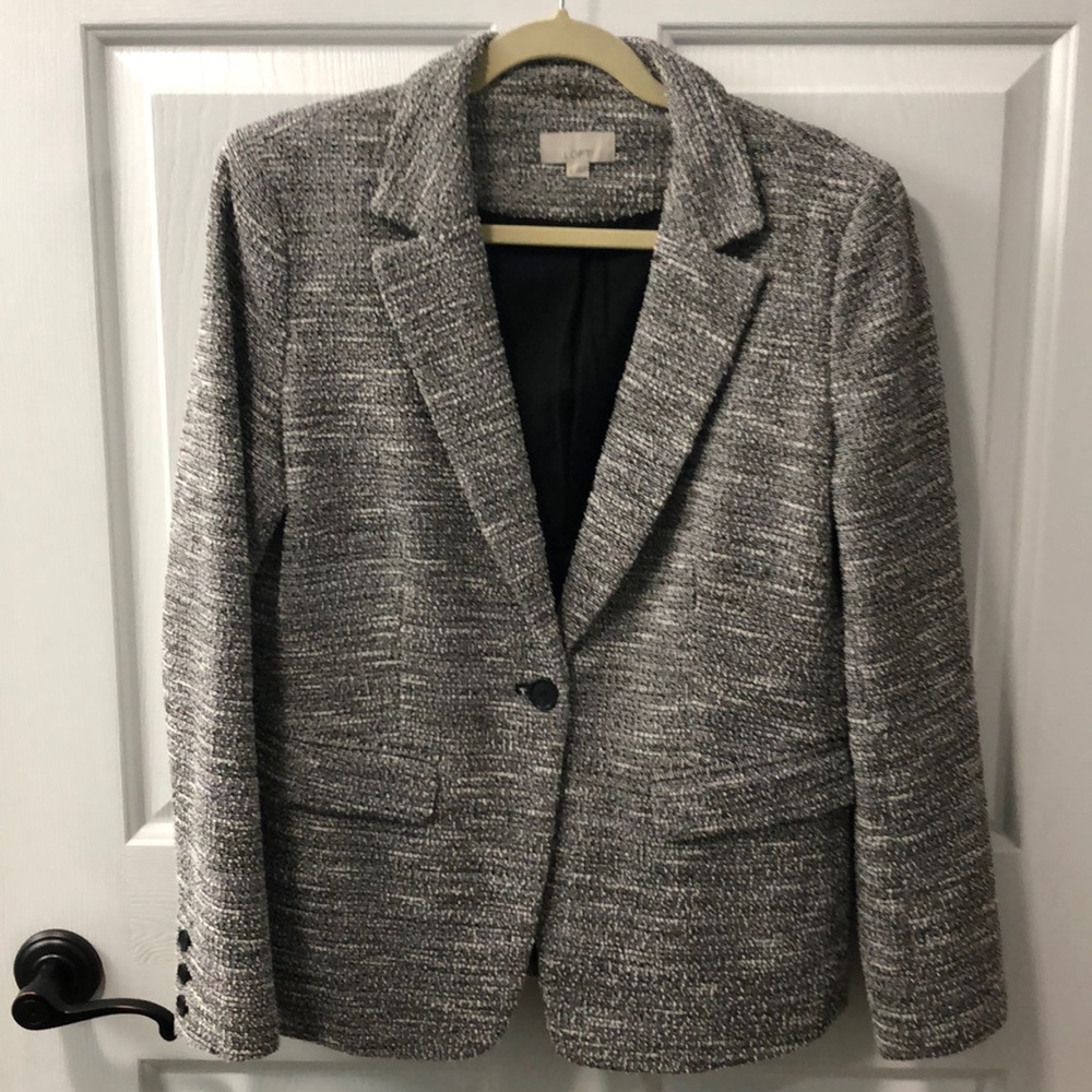 LOFT black and white tweed blend blazer 10